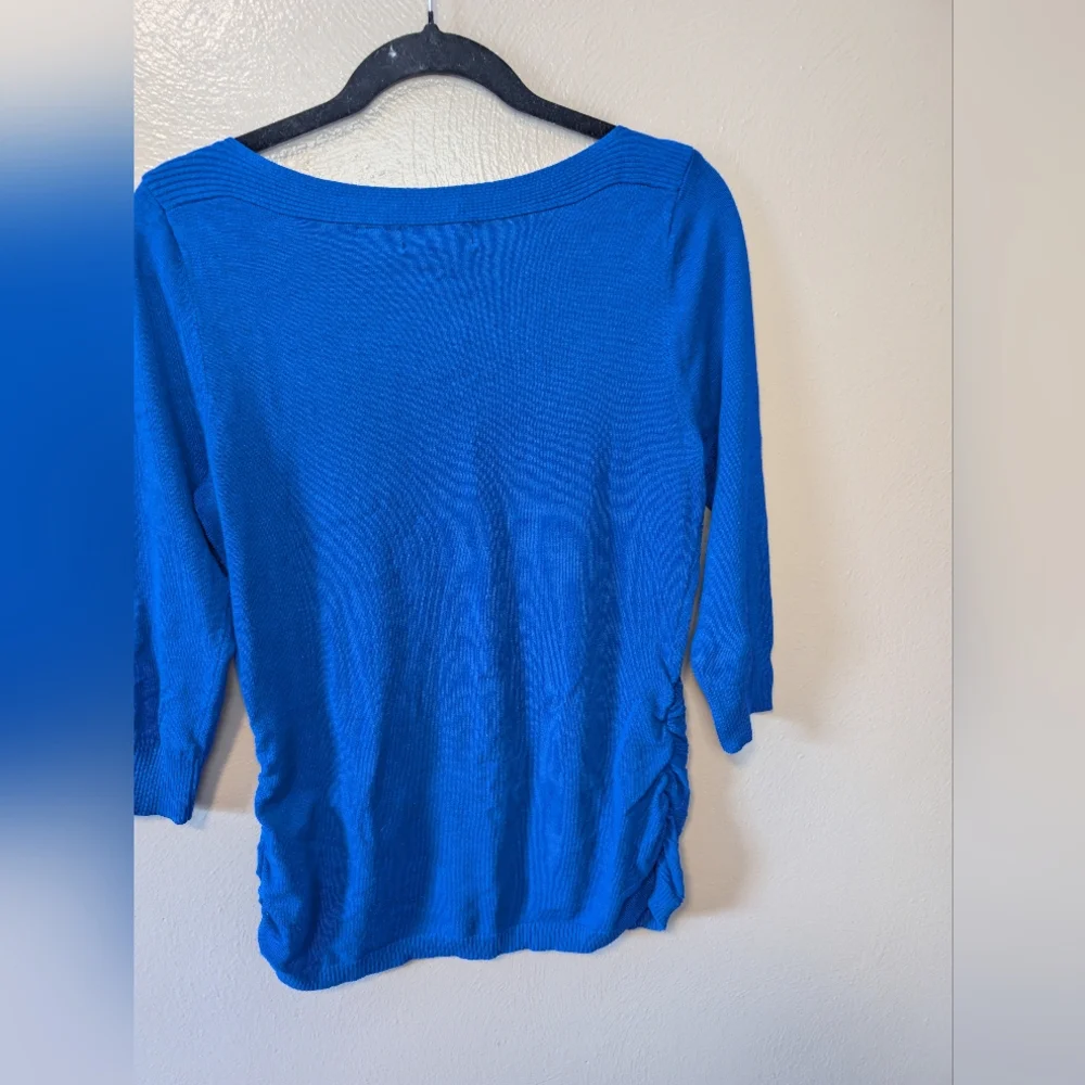 Sweater Blue Ribbed Crew Neck - Picture 12 of 12